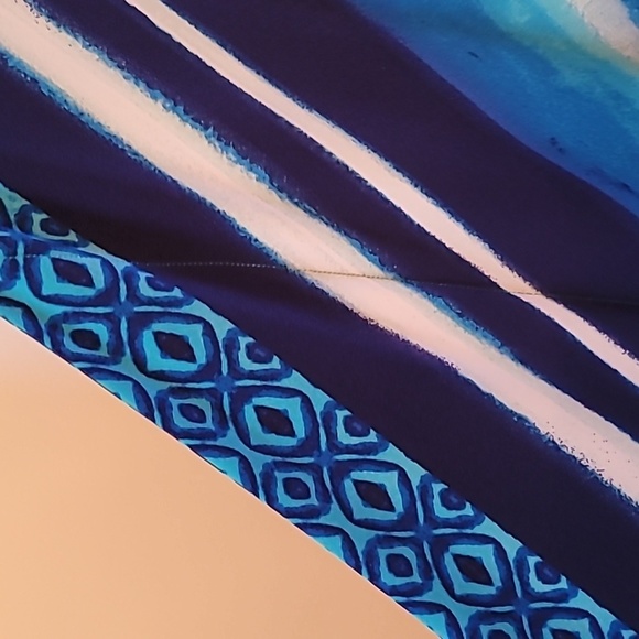 Chicos Blue & White Patterned Sleeveless Maxi Dress Handkercheif Hem - 2 Large - Picture 4 of 6